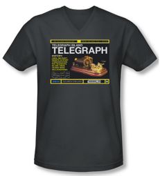 Warehouse 13 Shirt Slim Fit V Neck Telegraph Island Charcoal Tee Shirt