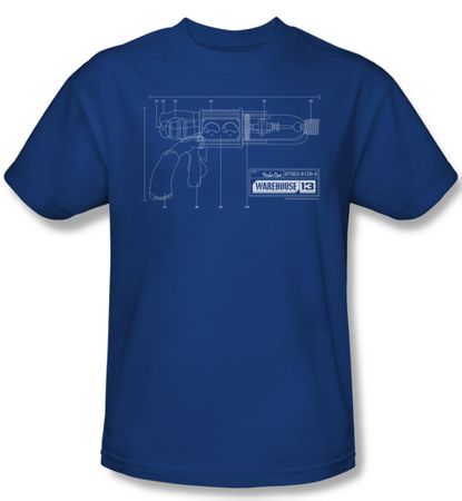 Warehouse 13 Shirt Tesla Gun Adult Royal Blue Tee T-Shirt