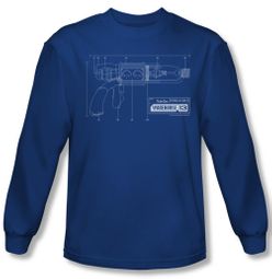 Warehouse 13 Shirt Tesla Gun Long Sleeve Royal Blue Tee T-Shirt