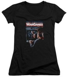 WarGames Juniors V Neck Shirt Movie Poster Black T-Shirt WarGames Juniors V Neck Shirt Movie Poster Black T-Shirt