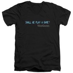 WarGames Slim Fit V-Neck Shirt Shall We Play A Game? Black T-Shirt WarGames Slim Fit V-Neck Shirt Shall We Play A Game? Black T-Shirt