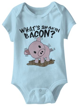 What's Shakin Bacon Funny Baby Romper Light Blue Infant Babies Creeper