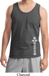 White 7 Chakras Bottom Print Mens Yoga Shirts