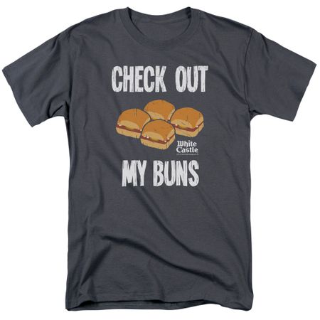 White Castle Check Out My Buns Funny T-Shirt - Charcoal
