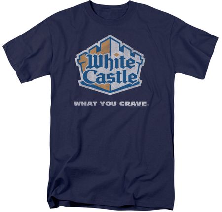 White Castle Distressed Logo Adult T-shirt - Navy Blue