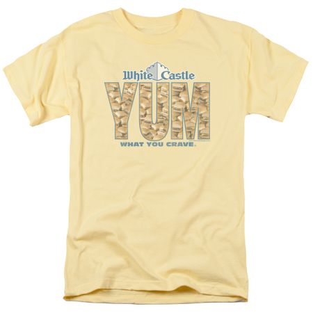 White Castle Hamburger Yum Adult T-shirt - Banana Yellow