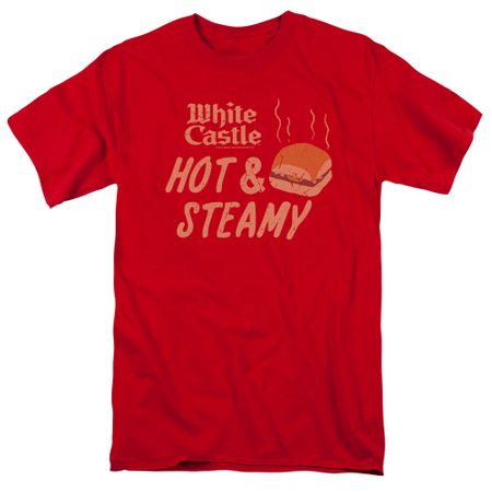 White Castle Hot and Steamy Hamburger Adult T-shirt - Red