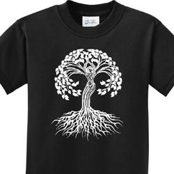 White Celtic Tree Kids Yoga Shirts