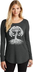 White Celtic Tree Ladies Tri-Blend Long Sleeve Shirt