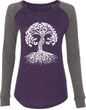 White Celtic Tree Ladies Yoga Long Sleeve Preppy Patch Shirt