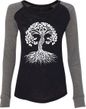 White Celtic Tree Ladies Yoga Long Sleeve Preppy Patch Shirt