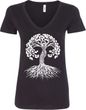 White Celtic Tree Ladies Yoga V-Neck Shirt