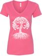 White Celtic Tree Ladies Yoga V-Neck Shirt