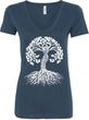 White Celtic Tree Ladies Yoga V-Neck Shirt
