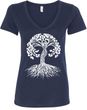 White Celtic Tree Ladies Yoga V-Neck Shirt