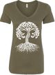 White Celtic Tree Ladies Yoga V-Neck Shirt