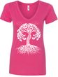 White Celtic Tree Ladies Yoga V-Neck Shirt