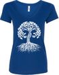 White Celtic Tree Ladies Yoga V-Neck Shirt