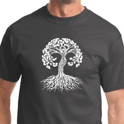 White Celtic Tree Mens Yoga Shirts