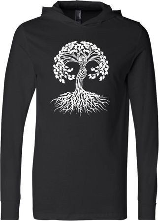 White Celtic Tree Yoga Lightweight Hoodie