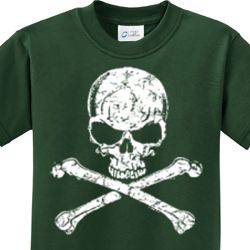 White Distressed Skull Kids Shirts