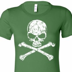 White Distressed Skull Ladies Shirts