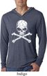 White Distressed Skull Lightweight Hooded Shirt