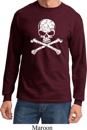 White Distressed Skull Long Sleeve Shirt