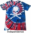 White Distressed Skull Patriotic Tie Dye Shirt