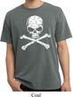 White Distressed Skull Pigment Dyed Shirt