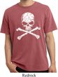 White Distressed Skull Pigment Dyed Shirt