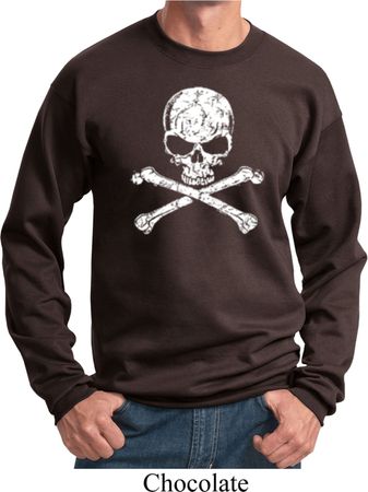 White Distressed Skull Sweatshirt