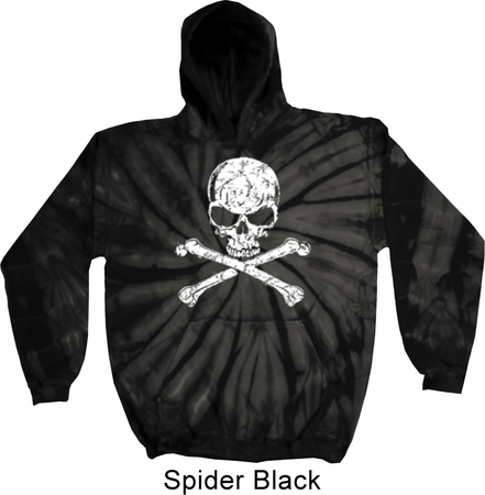 White Distressed Skull Tie Dye Hoodie