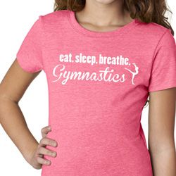 White Eat Sleep Breathe Gymnastics Kids Gymnast Shirts