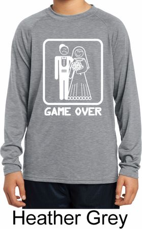 White Game Over Kids Dry Wicking Long Sleeve Shirt