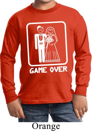 White Game Over Kids Long Sleeve Shirt