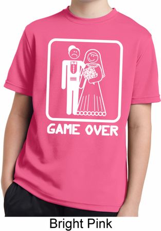 White Game Over Kids Moisture Wicking Shirt
