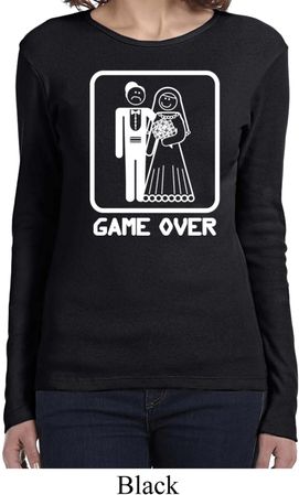 White Game Over Ladies Long Sleeve Shirt