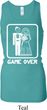 White Game Over Ladies Longer Length Racerback Tank Top