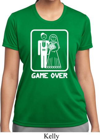 White Game Over Ladies Moisture Wicking Shirt