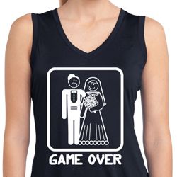 White Game Over Ladies Sleeveless Moisture Wicking Shirt White Game Over Ladies Sleeveless Moisture Wicking Shirt