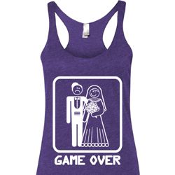 White Game Over Ladies Tri Blend Racerback Tank Top White Game Over Ladies Tri Blend Racerback Tank Top