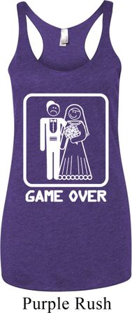 White Game Over Ladies Tri Blend Racerback Tank Top