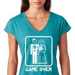 White Game Over Ladies Tri Blend V-Neck Shirt White Game Over Ladies Tri Blend V-Neck Shirt
