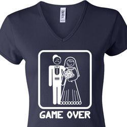 White Game Over Ladies V-neck Shirt White Game Over Ladies V-neck Shirt