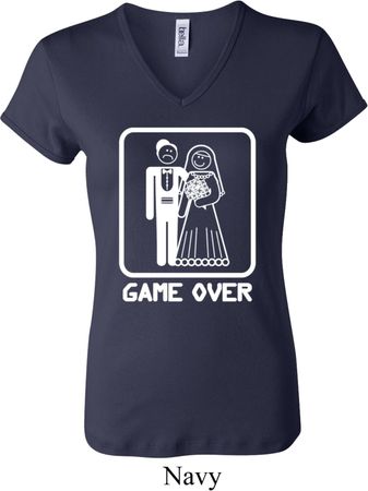 White Game Over Ladies V-neck Shirt