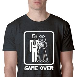 White Game Over Mens Burnout Shirt