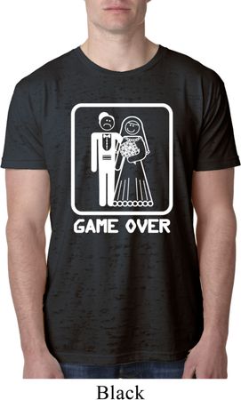 White Game Over Mens Burnout Shirt