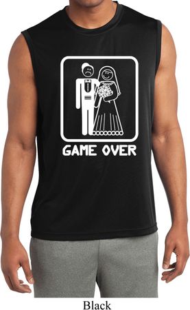 White Game Over Mens Sleeveless Moisture Wicking Shirt