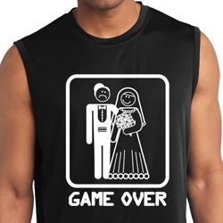 White Game Over Mens Sleeveless Moisture Wicking Shirt
